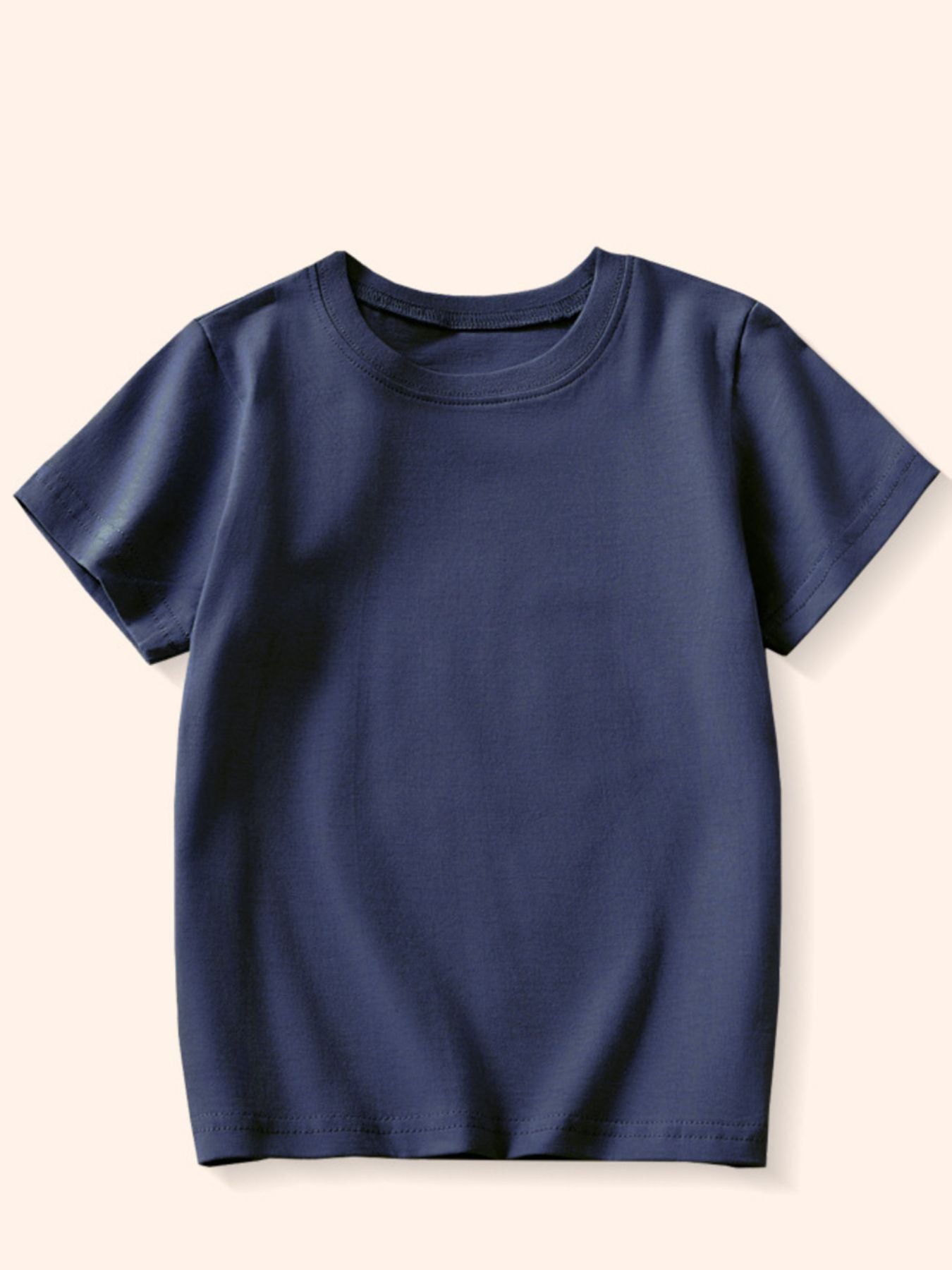 Toddler dark navy cotton crew-neck t-shirt with short sleeves.