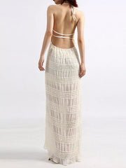 Elegant Backless Halter Maxi Dress