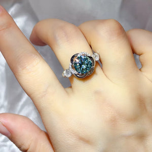 0.3 Carat Solitaire Moissanite Sterling Silver Ring, front view