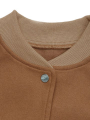 Caramel felted wool-blend bomber jacket with ribbed collar and button detail