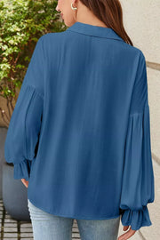 Ruffled Sleeve Buttoned Blouse