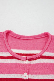 Striped Button-up Cardigan in Pink, product detail