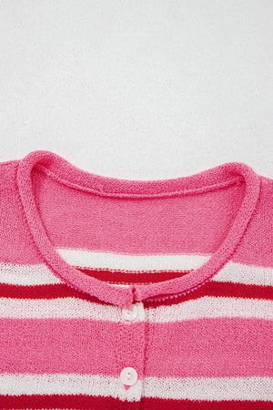 Striped Button-up Cardigan in Pink, product detail