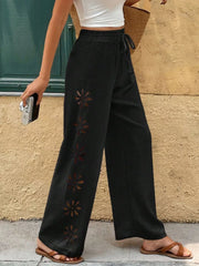 Relaxed Fit Drawstring Wide-leg Pants