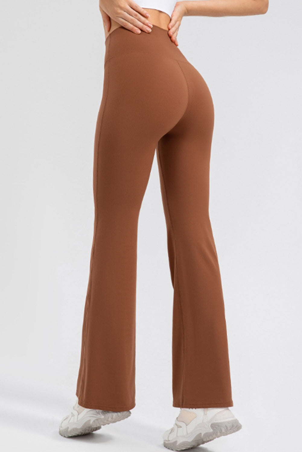 Sculpted flare leggings in Caramel, featuring a high waist and comfortable performance fit.