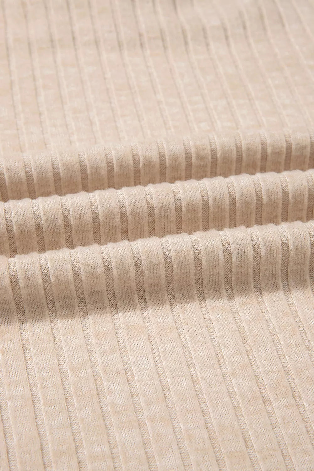 Ribbed Cowl Neck Long Sleeve Top in Khaki, view 11
