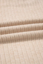 Ribbed Cowl Neck Long Sleeve Top in Khaki, view 11
