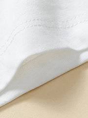 White cotton toddler t-shirt with double-stitched seams