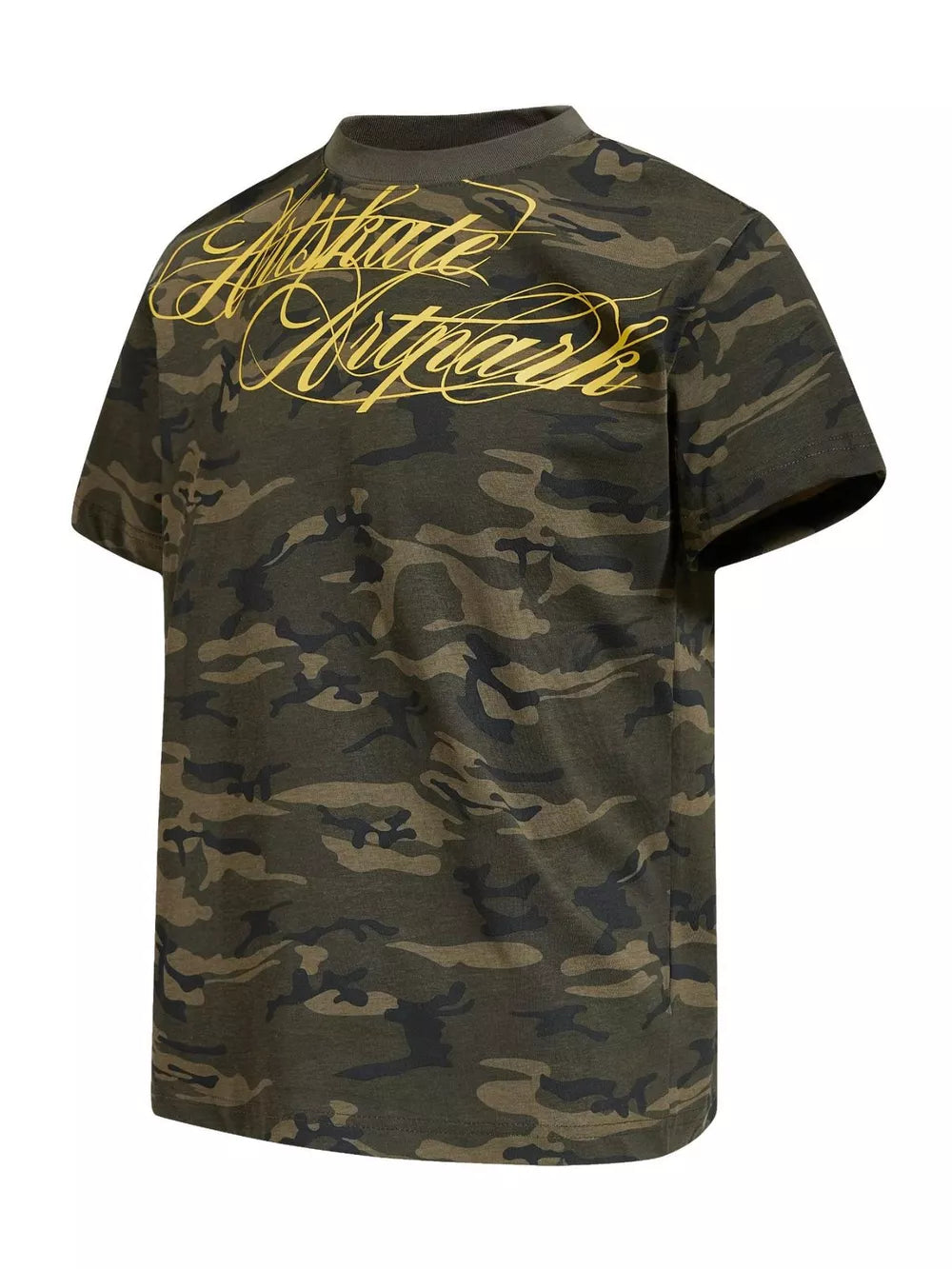 Men's Camouflage Print Short Sleeve T-shirt in Green Camouflage, front view