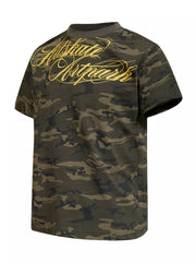Men's Camouflage Print Short Sleeve T-shirt in Green Camouflage, front view