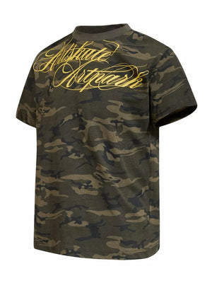 Men's Camouflage Print Short Sleeve T-shirt in Green Camouflage, front view