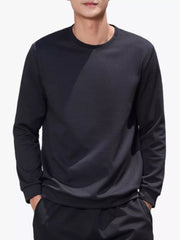 Men's dark gray crew neck long sleeve sweatshirt with subtle textured pattern