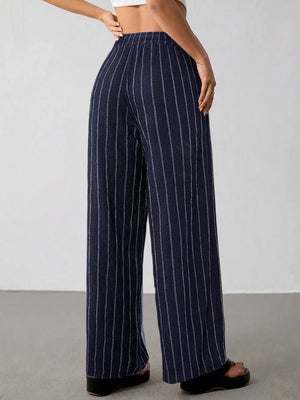 Striped Wide-leg Drawstring Pants, view 29