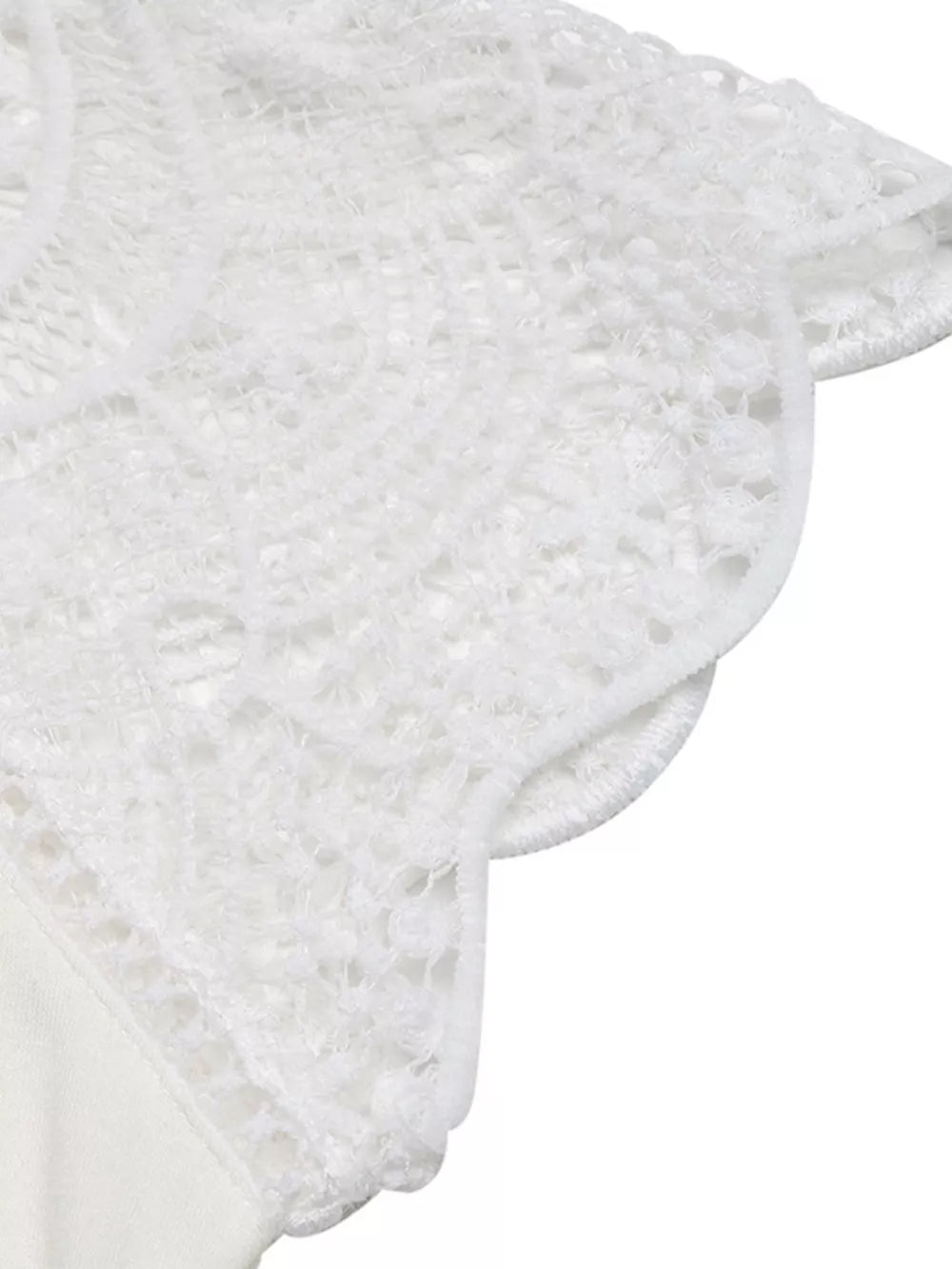 White lace cap sleeve t-shirt with scalloped trim detail