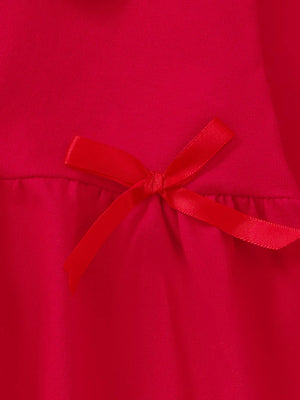 Red baby dress with a satin bow detail
