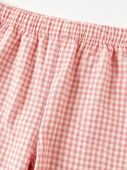Children's Ruffled Plaid Top And Pants Set in Light Yellow, back view