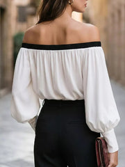 Off-shoulder Ruched Top in Black, side view