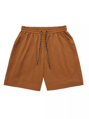 Men's terracotta chino shorts with drawstring waist and side pockets