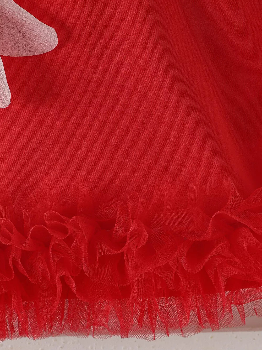 Children's Flower Sleeveless Round Neck Dress in Red, model styling view