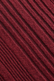 Deep Red ribbed bodysuit with a textured knit fabric detail.