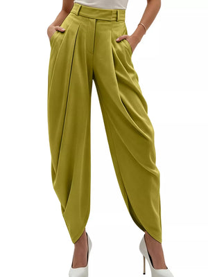 High-waisted Pleated Drape Pants in Black, view 11
