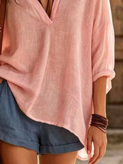 bohemian blouse in light blue with v-neck