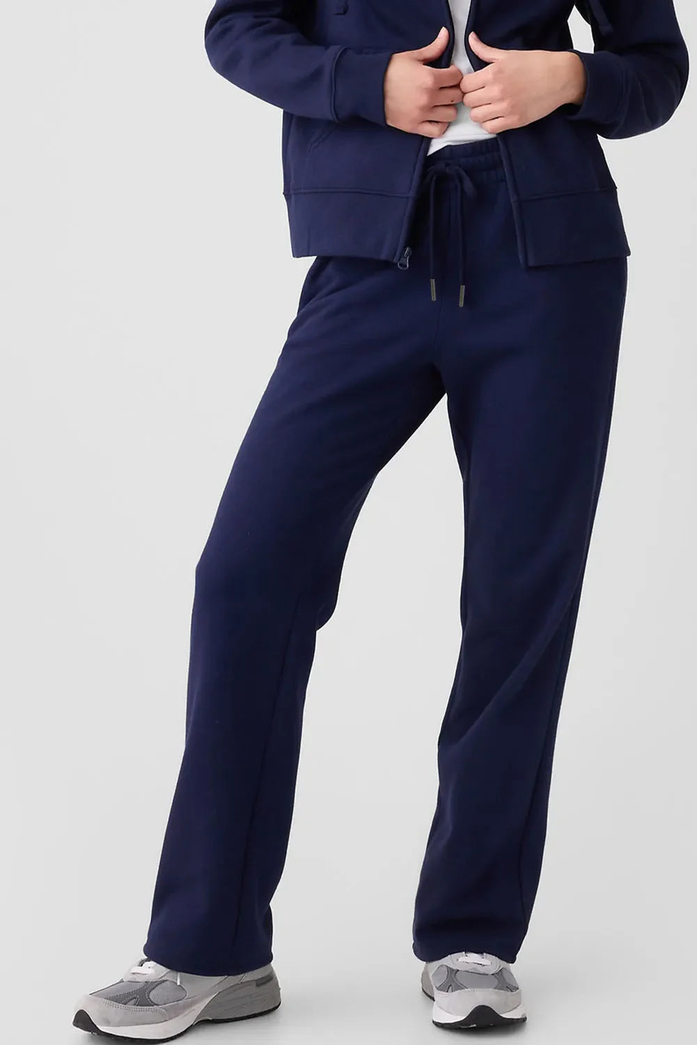 Navy relaxed-fit lounge joggers with drawstring waist and straight leg