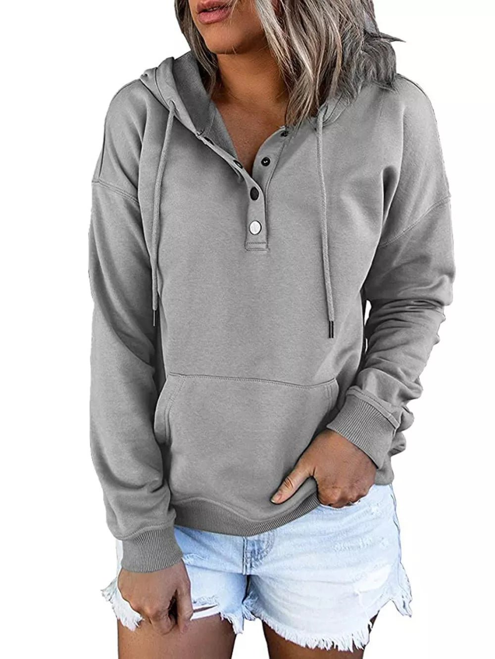 Full Size Kangaroo Pocket Drawstring Hoodie in Army Green, back view
