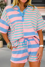 Playful Striped Two-piece Short Set