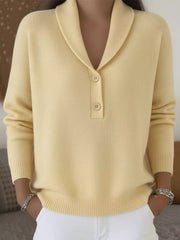 Button Detail Long Sleeve Sweater in Navy Blue, product detail