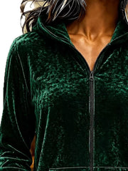 Velvet Zip-up Hoodie in Burgundy, side view