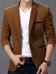 Men's Plus Size Slim Fit Velvet Blazer, front view