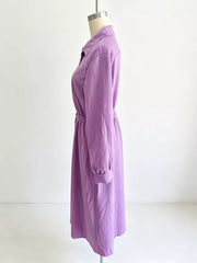 Textured Button Front Long Sleeve Maxi Dress Plus Size in Black, model styling view