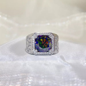 5 Carat Sterling Silver Geometric Solitaire Moissanite Ring, side view