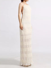 Elegant Backless Halter Maxi Dress