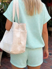 Slightly Stretchy Striped Two-piece Set