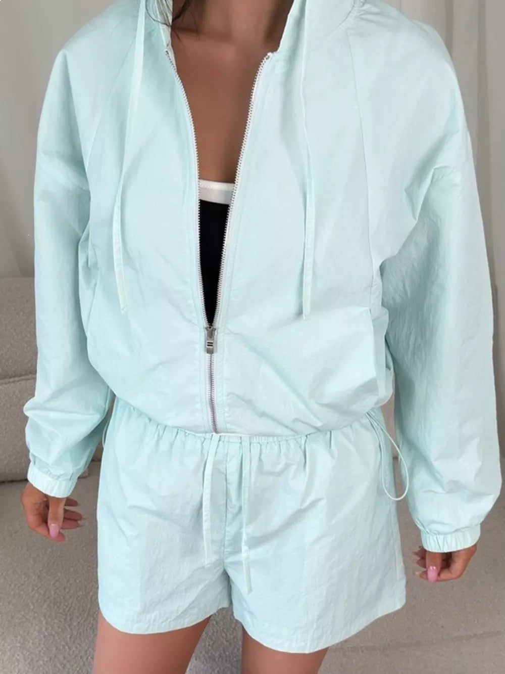 Lightweight Hooded Jacket And Shorts Set, view 22