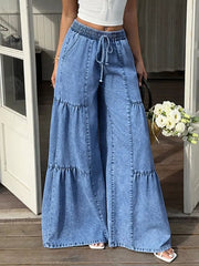 Wide Leg Tiered Jeans, back view