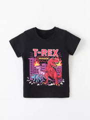 Children's T-rex Invasion Graphic T-shirt, side view