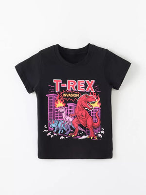 Children's T-rex Invasion Graphic T-shirt, side view