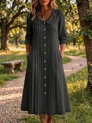 Peter Pan Collar Button Down Dress Plus Size, product detail