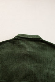 Black Forest corduroy overshirt with a collared neckline and yoke detail.