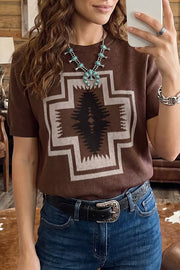 cream pullover sweater featuring ribbed and geometric