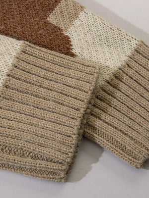 Men's Woodland Critter Knit Cardigan in Khaki, close-up detail