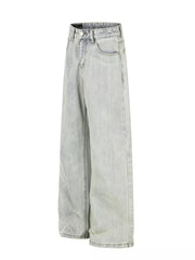 Men S Washed Wide Leg Jeans in Blue, side view