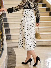 Chic High-waisted Polka Dot Skirt