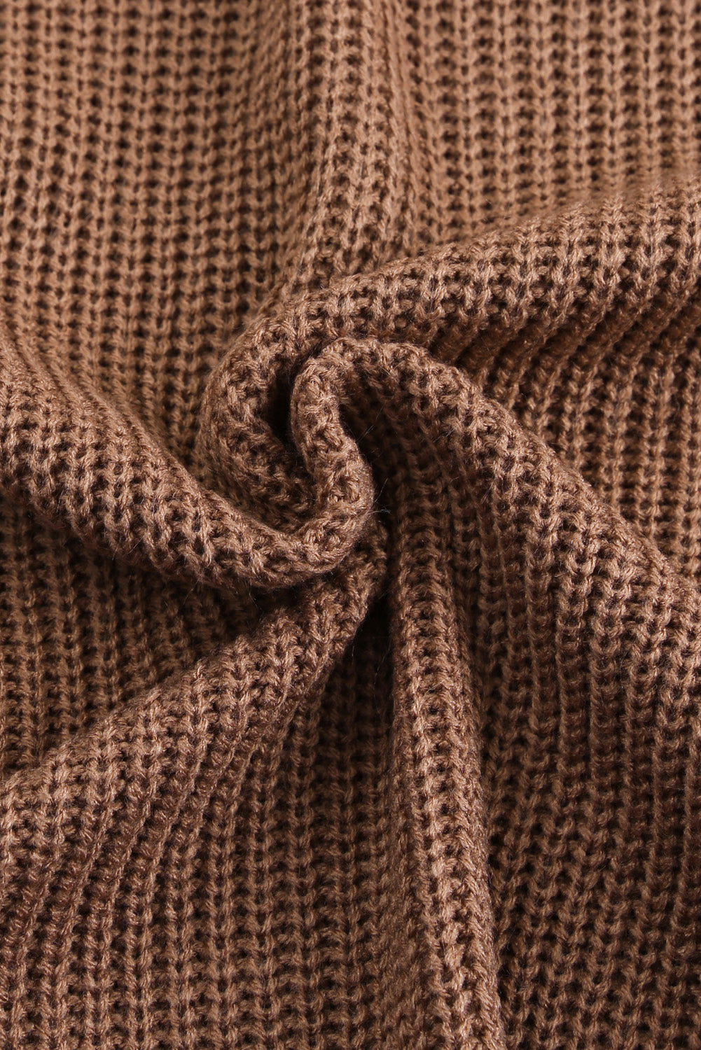 Taupe acrylic knit cardigan with diamond-cut sleeve detail