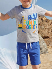 Children's Construction Vehicle Tee And Shorts Set, front view