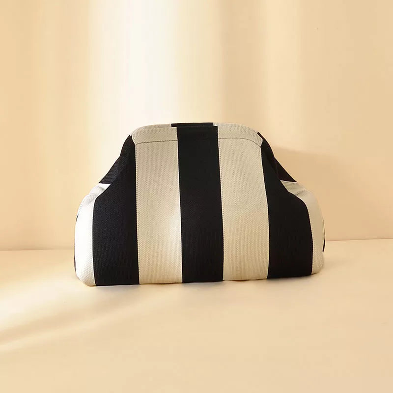 Striped Portable Medium Clutch Bag, close-up detail
