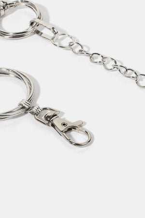 Silver linked circle waist chain with lobster clasp detail